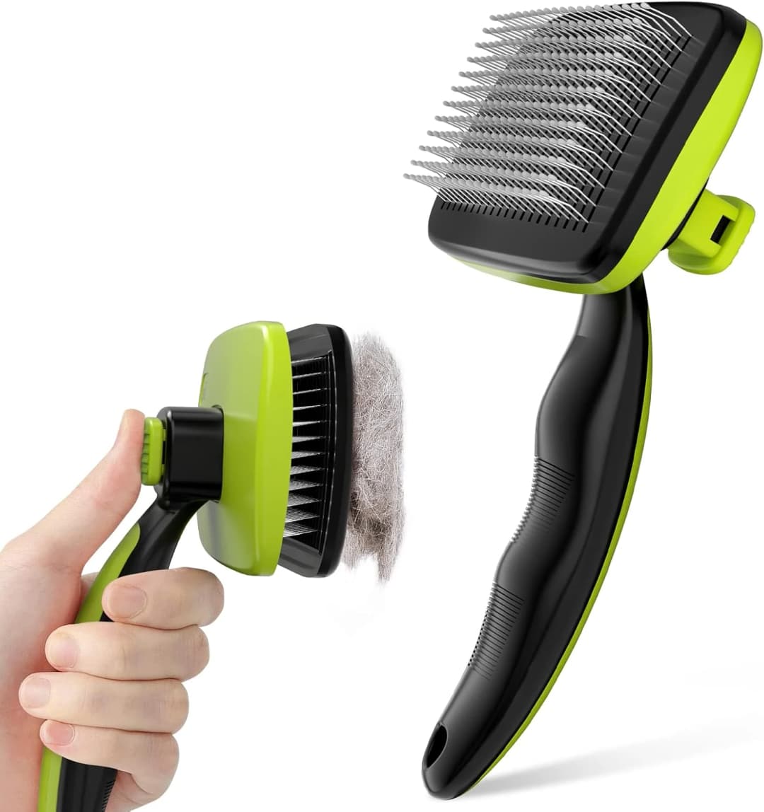 Skin Friendly Self-Cleaning Slicker Brush for Dog and Cat Shedding