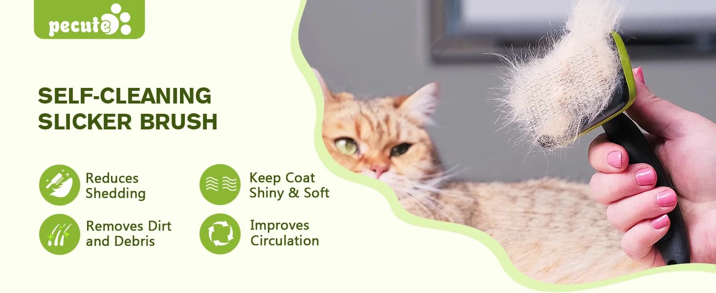 Skin Friendly Self-Cleaning Slicker Brush for Dog and Cat Shedding — product details