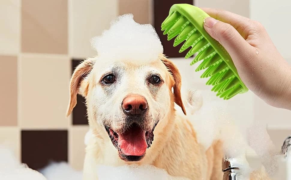 Pet Silicone Shampoo Brush for Long & Short Hair Medium and Large Pets Dogs Cats — ENJOY THE TIME with YOUR PETS!
