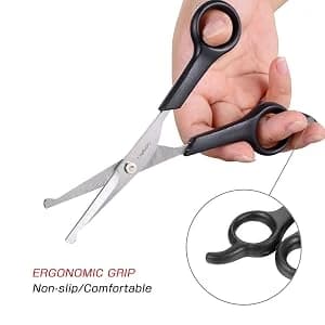Chibuy Professional Pet Grooming Scissors with Round Tip Stainless Steel Dog Eye Cutter for Dogs and Cats — Ergonomically Designed Grip