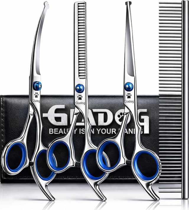 Professional 5 in 1 Dog Grooming Scissors Set with Safety Round Tips