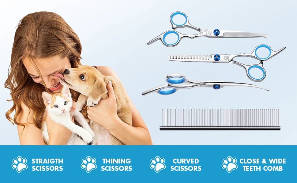 Professional 5 in 1 Dog Grooming Scissors Set with Safety Round Tips — product details