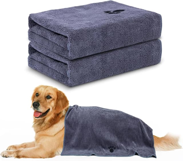 2 Pack Microfiber Dog Towels for Drying Dogs — Super Absorbent and Soft