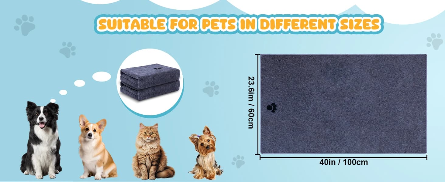 2 Pack Microfiber Dog Towels for Drying Dogs — Super Absorbent and Soft — product details