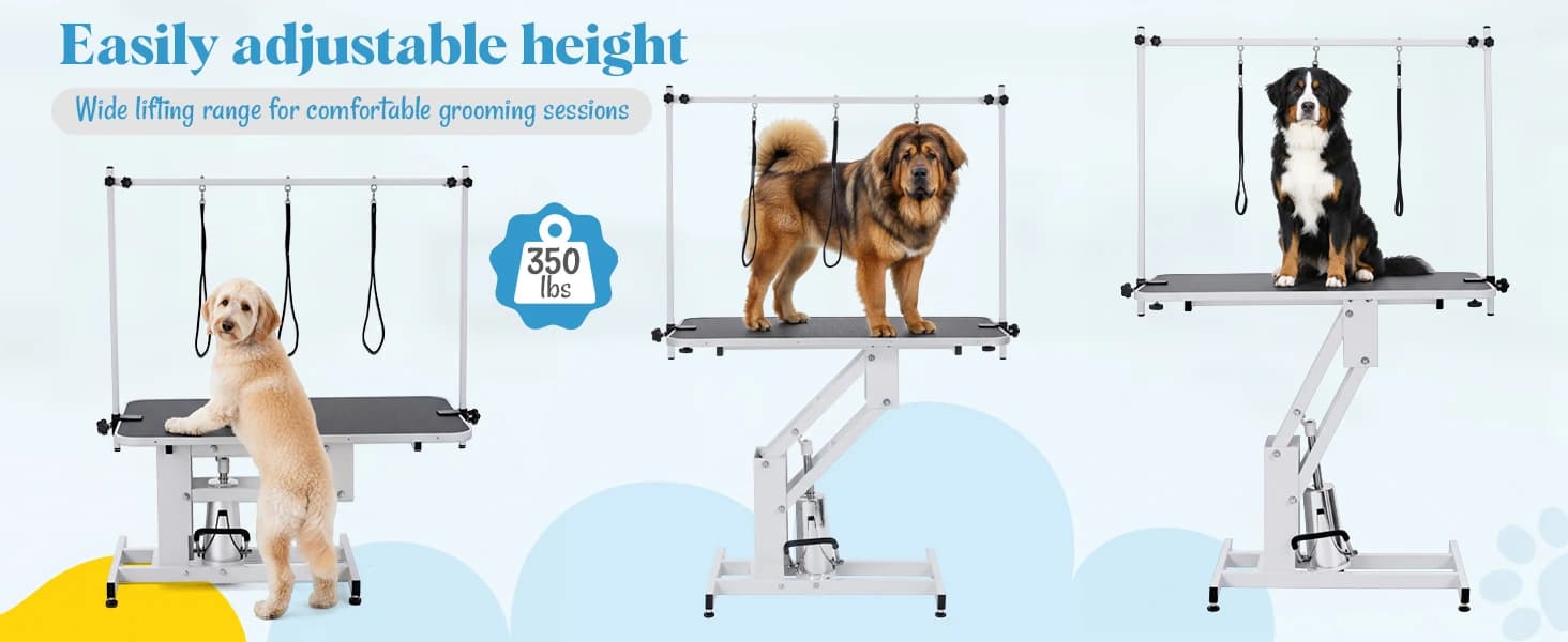 43.3 in Hydraulic Pet Grooming Table — Professional Hydraulic Grooming Table w/Max 350 LBS Loading Capacity — product details