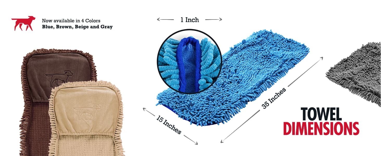 Quick Dry Towel for Dogs | Ultra Absorbent Microfiber Shammy | Extra Large 35x15 Size Dog Bath Towel | — product details