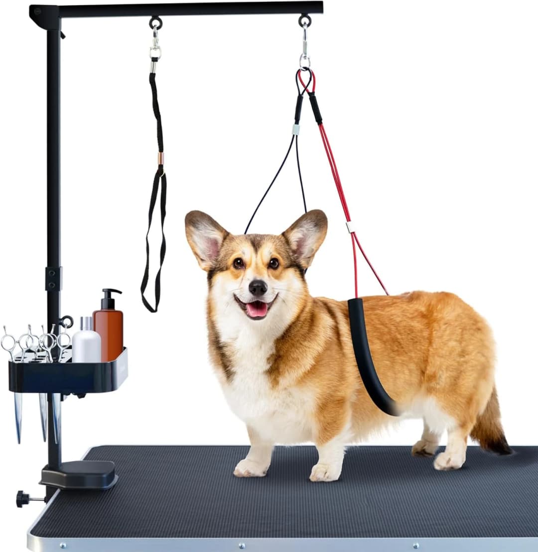 Pet Grooming arm with clamp for Large and Small Dogs - 35 inch Height Adjustable and Free Two No Sit Haunch Holder
