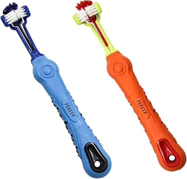 2 Pcs 3-Sided Pet Toothbrush Dog and Cat Mouth Dental Teeth Care