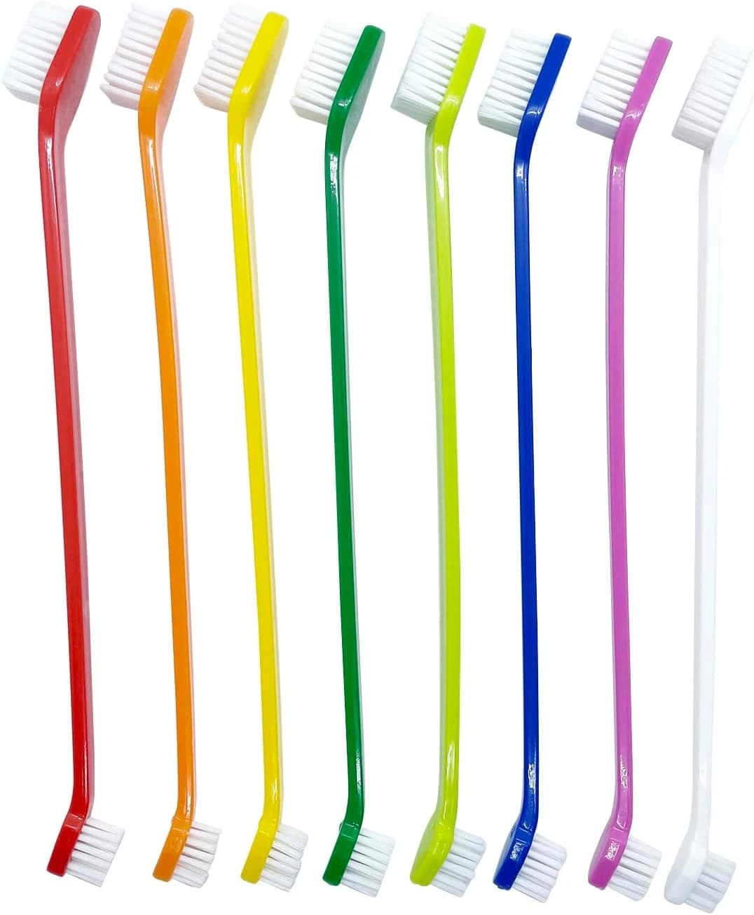 Dog Toothbrush Set of 8 – Dual Headed Dental Hygiene Brushes for Small to Large Dogs