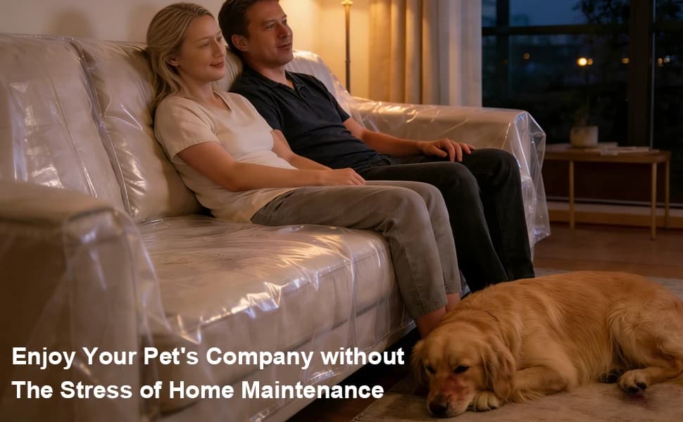 Clear Thicker Plastic Couch Cover for Pets — product details