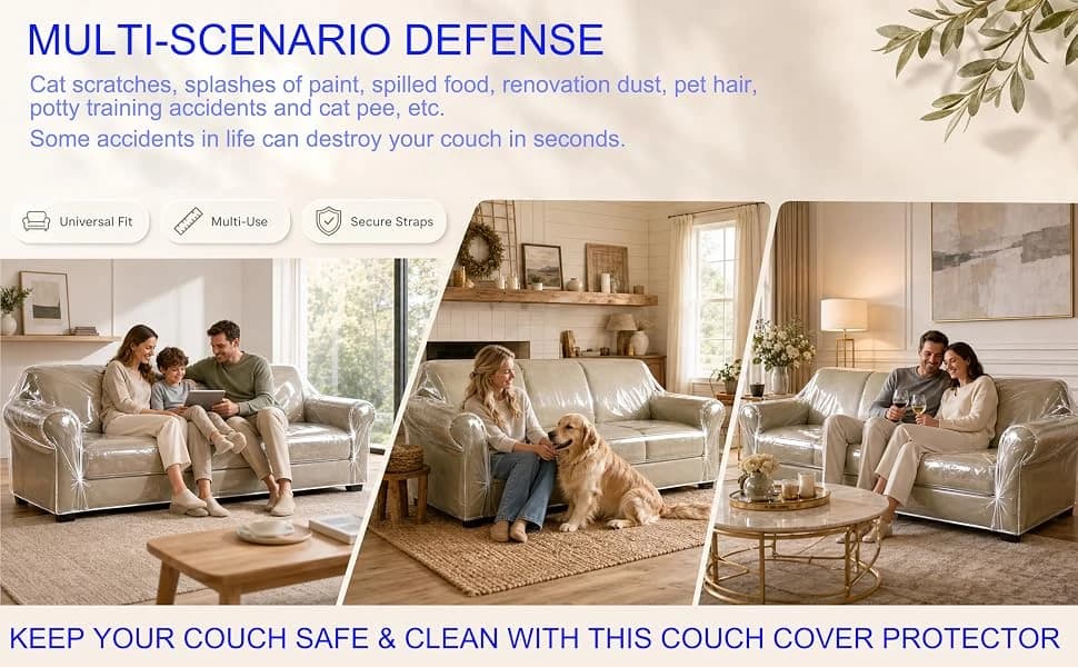 Clear Thicker Plastic Couch Cover for Pets — product details