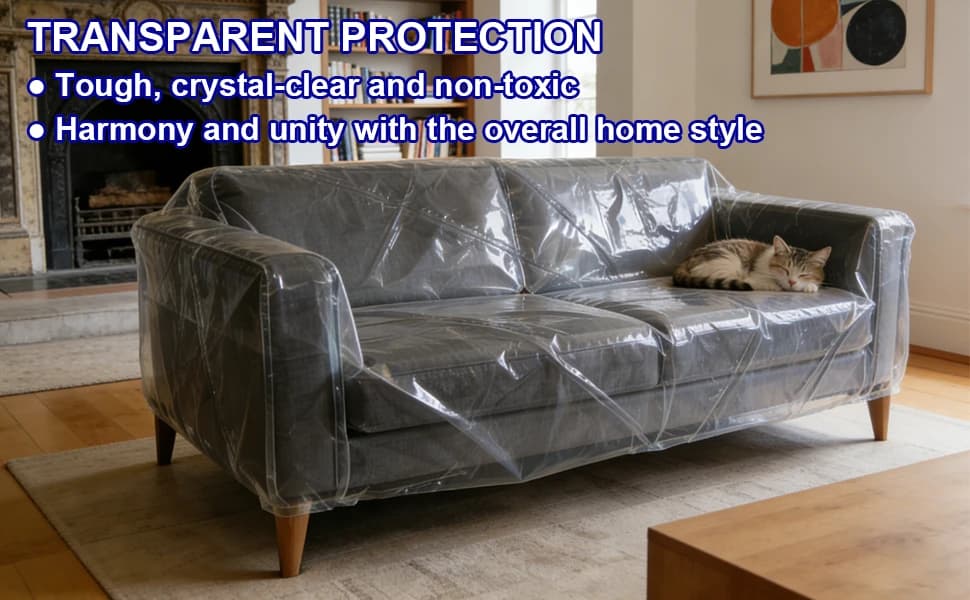 Clear Thicker Plastic Couch Cover for Pets — product details