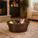 Copper Metal Pet Storage and Dog Toy Bin w/ Handles