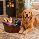 Copper Metal Pet Storage and Dog Toy Bin w/ Handles
