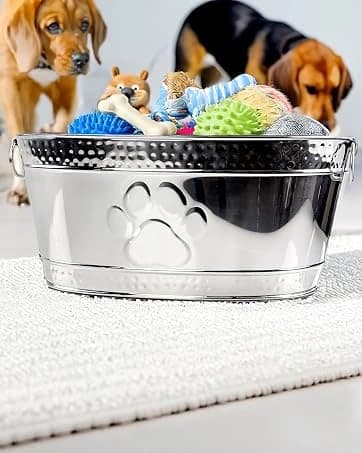 Copper Metal Pet Storage and Dog Toy Bin w/ Handles — collection imagery