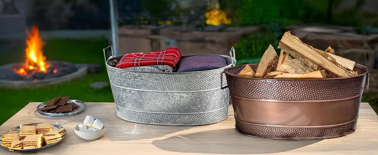 Copper Metal Pet Storage and Dog Toy Bin w/ Handles — collection imagery