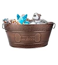 Copper Metal Pet Storage and Dog Toy Bin w/ Handles — collection imagery
