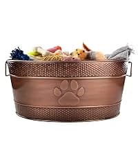 Copper Metal Pet Storage and Dog Toy Bin w/ Handles — collection imagery