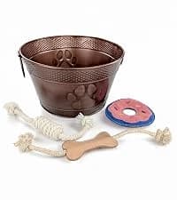 Copper Metal Pet Storage and Dog Toy Bin w/ Handles — collection imagery