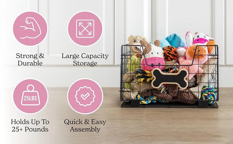 Metal Dog Toy Basket for Dogs and Cats (15 x 10 x 9 in — product details