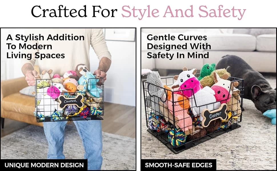 Metal Dog Toy Basket for Dogs and Cats (15 x 10 x 9 in — product details