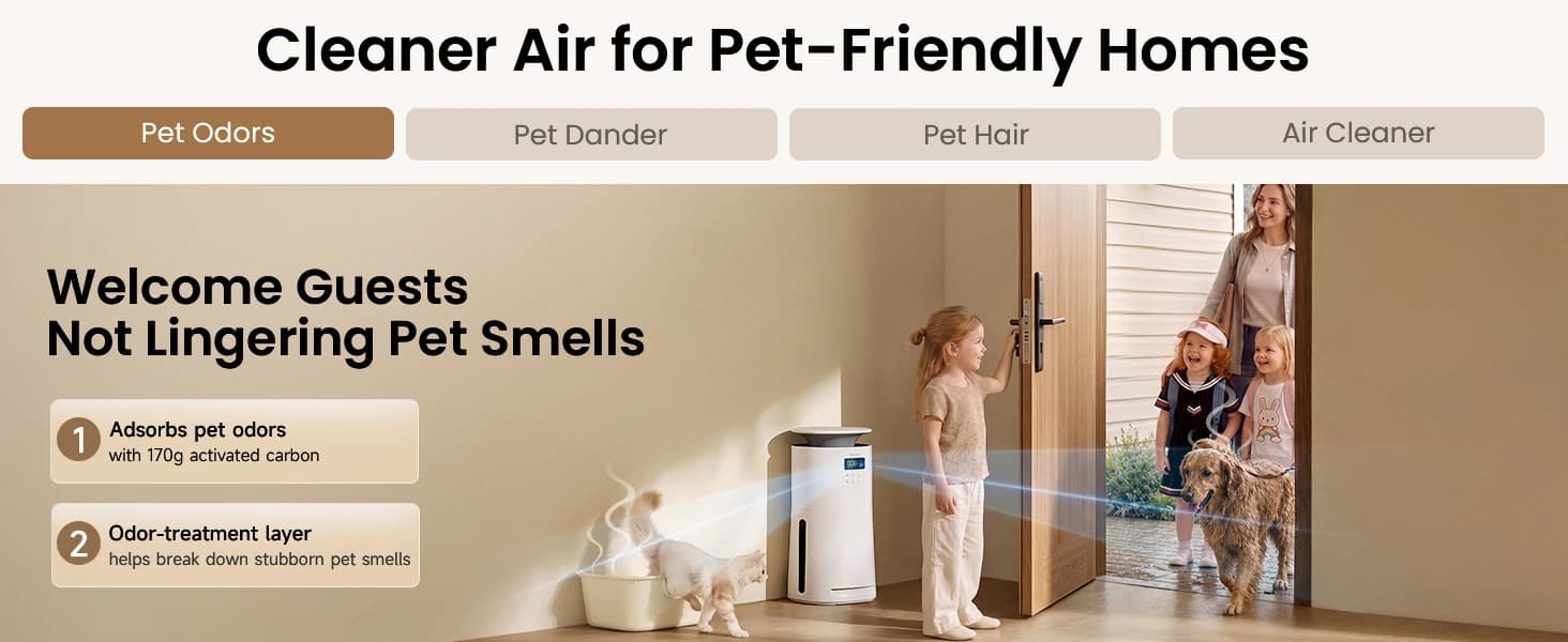 Air Purifier for Home Pets — Dual Sensors — Every Home. Pet Ready