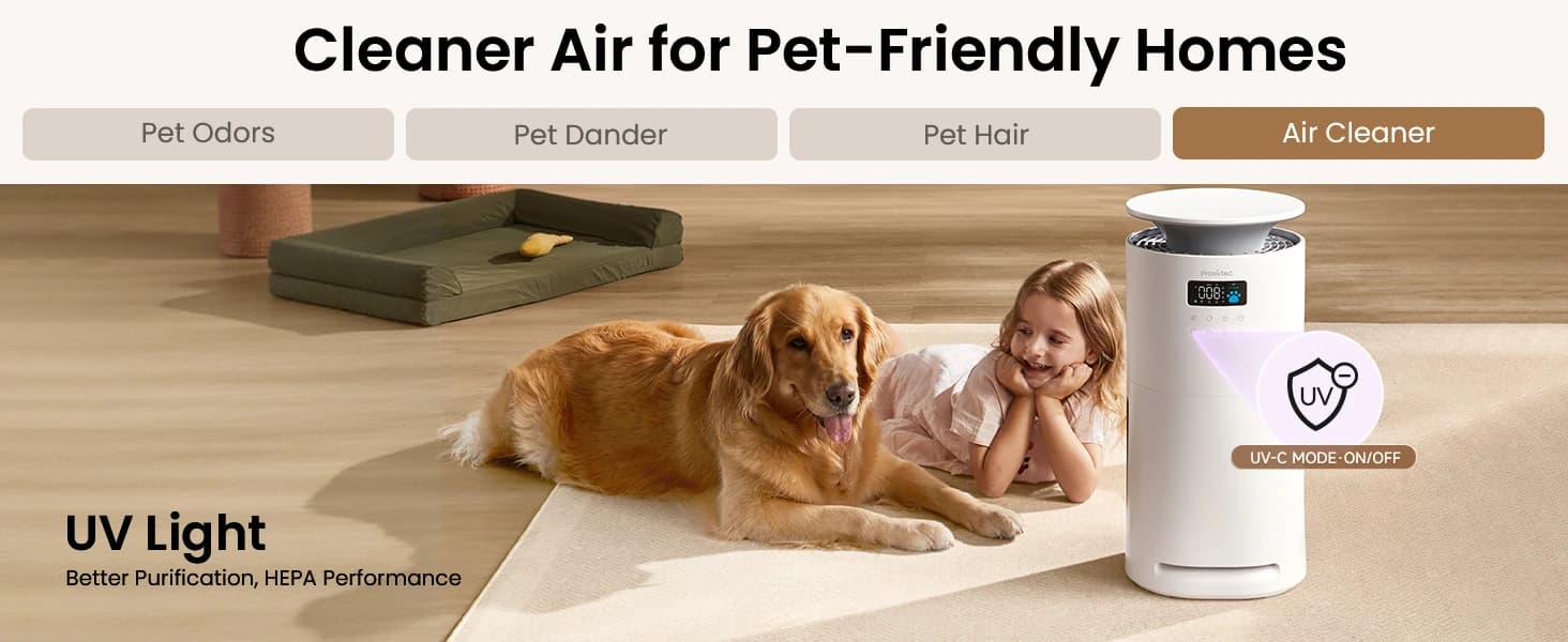 Air Purifier for Home Pets — Dual Sensors — Every Home. Pet Ready