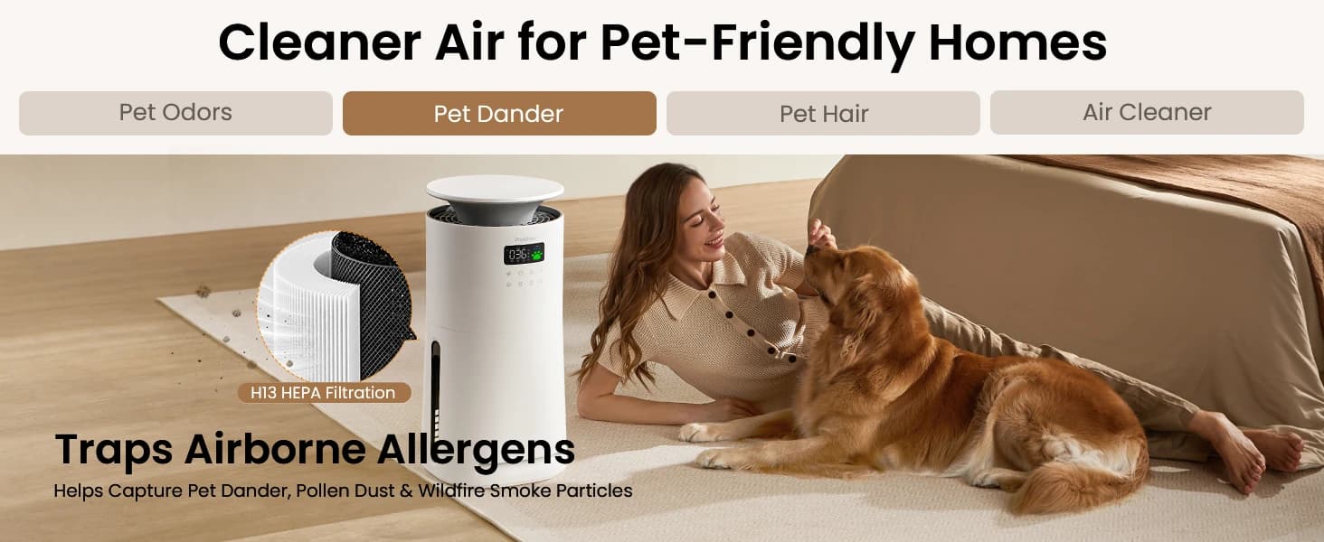 Air Purifier for Home Pets — Dual Sensors — Every Home. Pet Ready