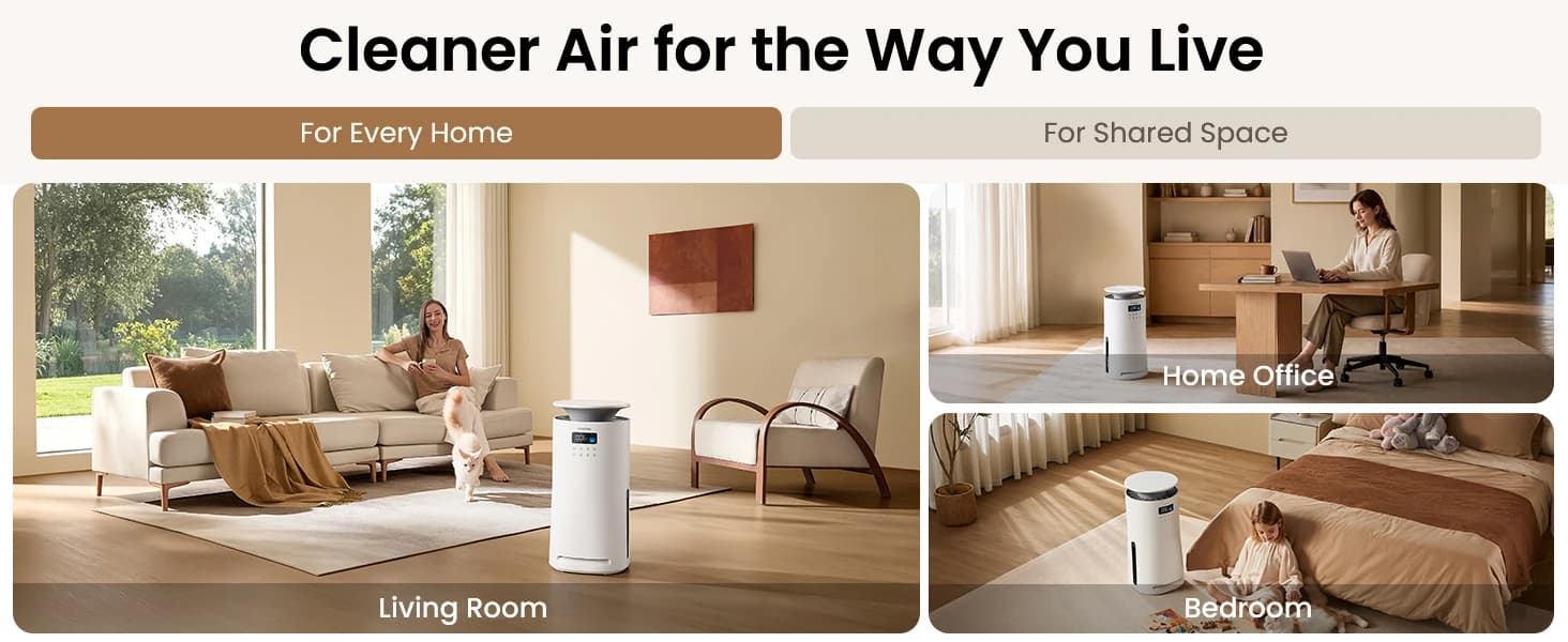 Air Purifier for Home Pets — Dual Sensors — One Purifier for the Whole Family