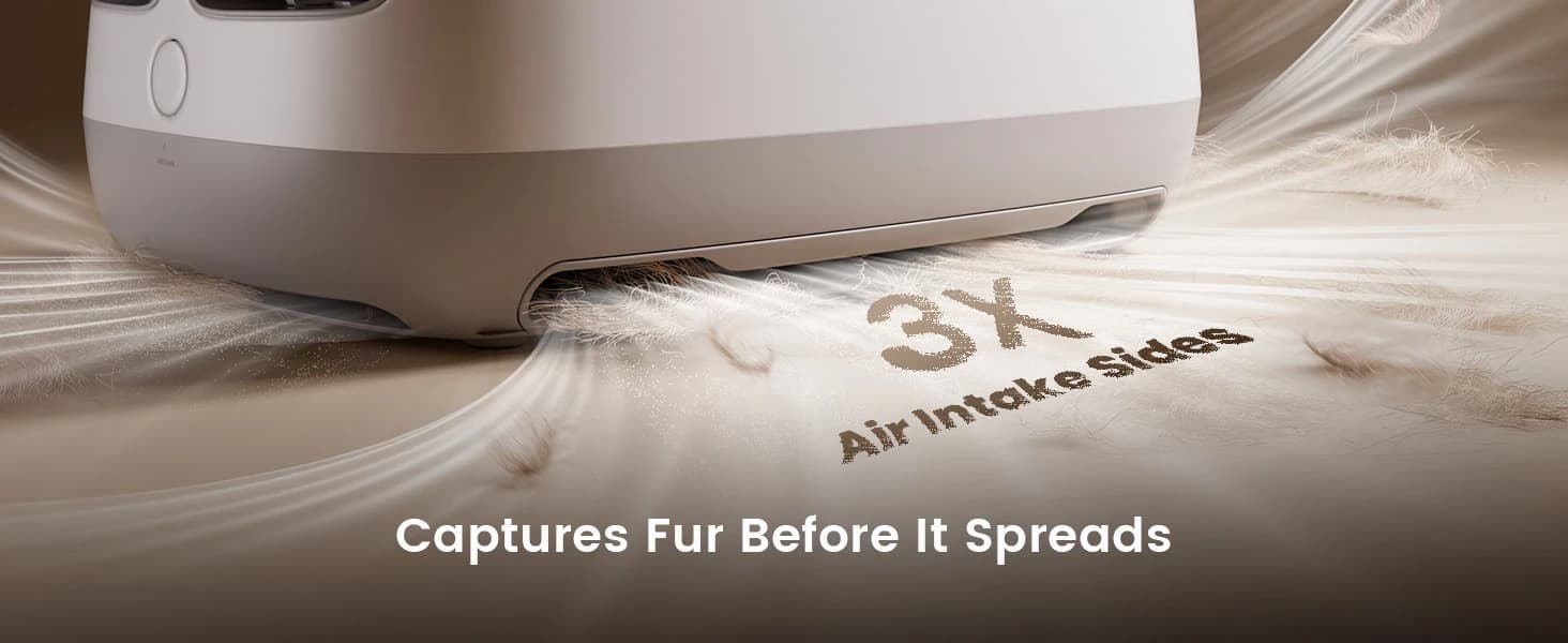 Pet Air Purifier with 3-Side Air Intake and Hair Collection Bin — product details