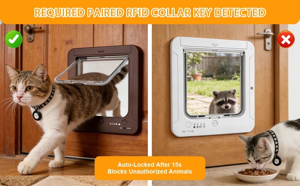 Smart Cat Door with 4 Collar Sensor Key — product details
