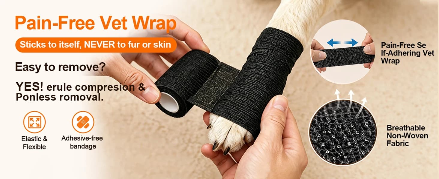 Dog Paw Wound Recovery Boot with Self-Adhering Pet Bandage — product details