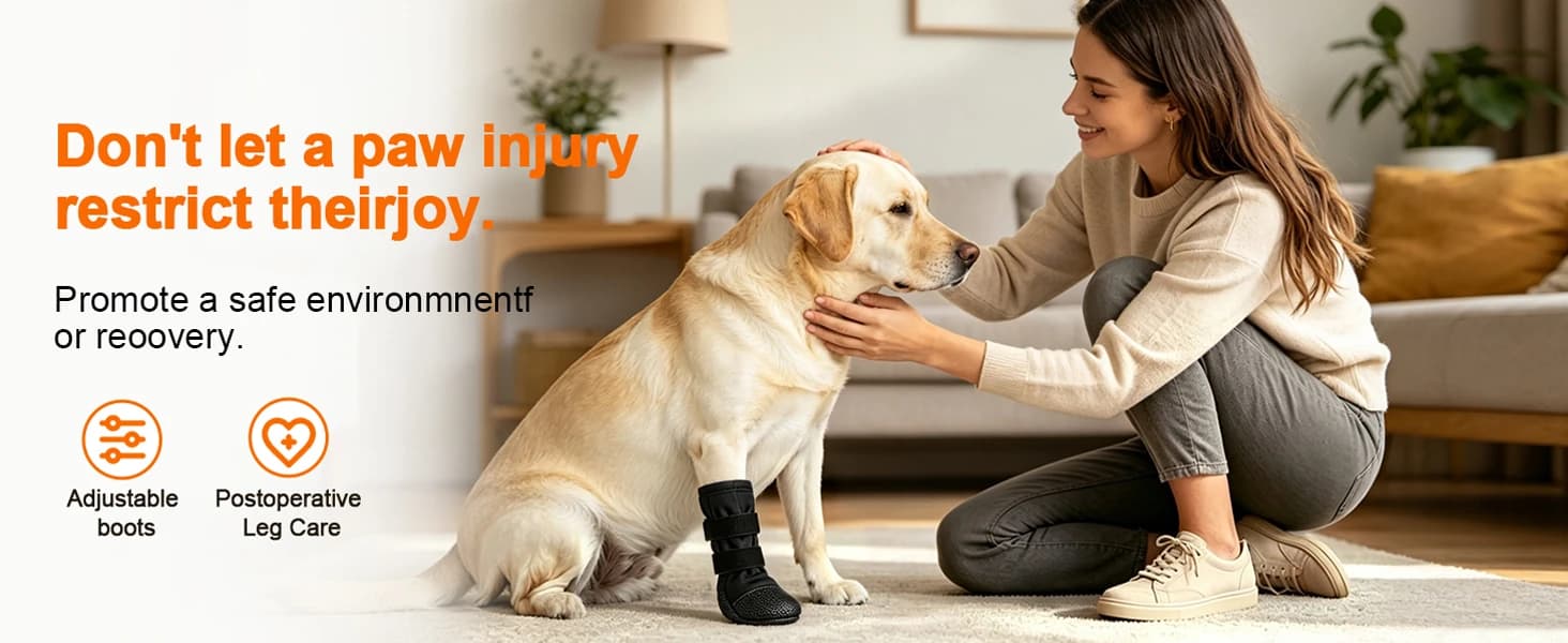 Dog Paw Wound Recovery Boot with Self-Adhering Pet Bandage — product details