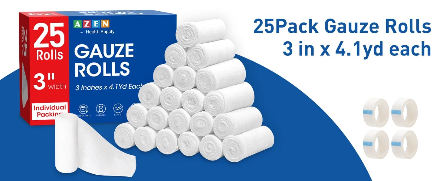 25 Pack Gauze Rolls Bandages — product details