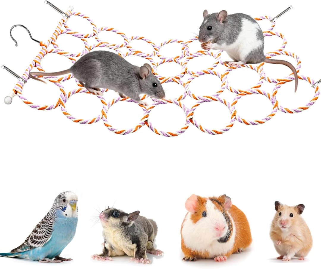 Rat Climbing Rope Net Toy for Cage — Hanging Swing Toy (Random Color)