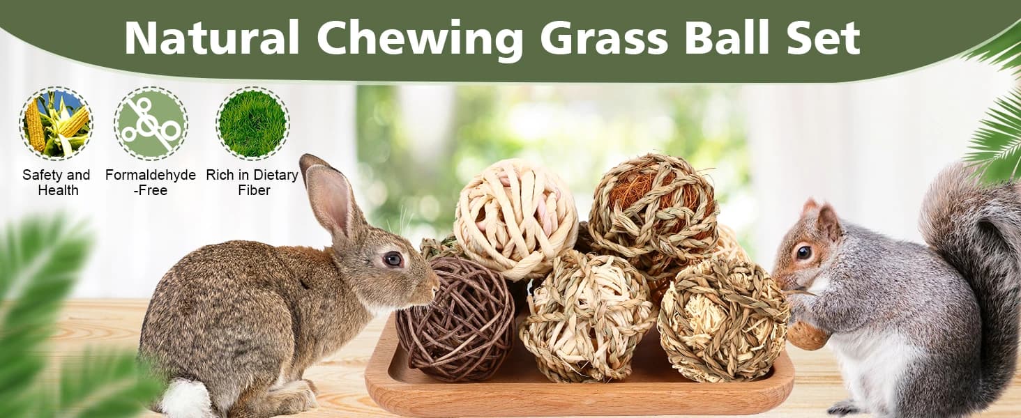 Bunny Rabbit Chew Grass Balls — Rolling Chew Toys for Small Animals (8 Pcs) — product details