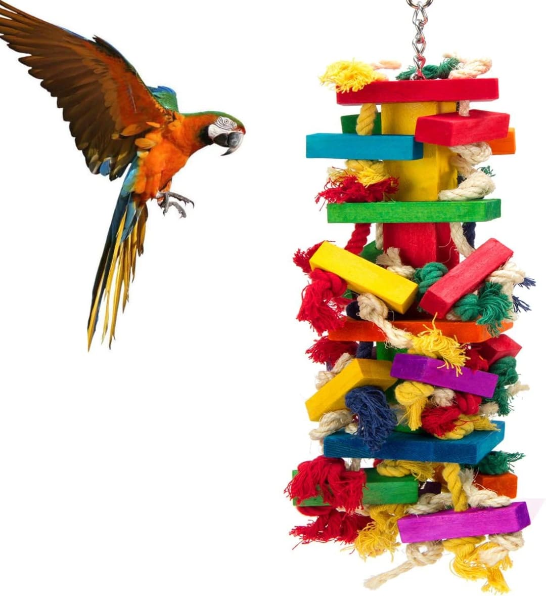 Extra Large Natural Wood Bird Toys for Macaws — African Grey