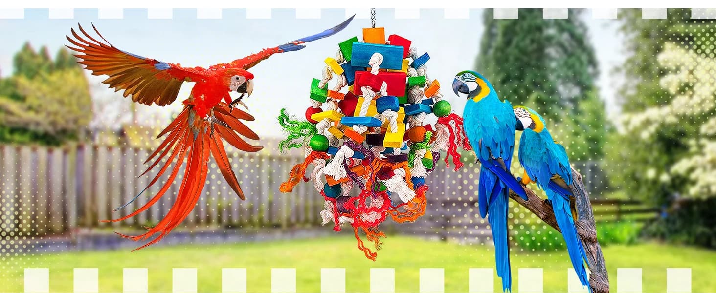 Extra Large Natural Wood Bird Toys for Macaws — African Grey — product details