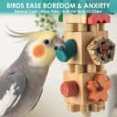2 PCS Bird Toys, 10in Wooden Parrot Chew Toy with 12 Cork Stoppers Grinding and Boredom Relief Rotating