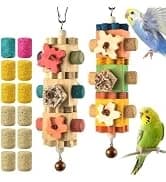 2 PCS Bird Toys, 10in Wooden Parrot Chew Toy with 12 Cork Stoppers Grinding and Boredom Relief Rotating — collection imagery