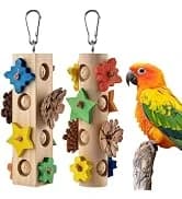 2 PCS Bird Toys, 10in Wooden Parrot Chew Toy with 12 Cork Stoppers Grinding and Boredom Relief Rotating — collection imagery