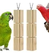 2 PCS Bird Toys, 10in Wooden Parrot Chew Toy with 12 Cork Stoppers Grinding and Boredom Relief Rotating — collection imagery