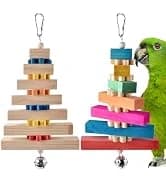 2 PCS Bird Toys, 10in Wooden Parrot Chew Toy with 12 Cork Stoppers Grinding and Boredom Relief Rotating — collection imagery