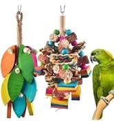 2 PCS Bird Toys, 10in Wooden Parrot Chew Toy with 12 Cork Stoppers Grinding and Boredom Relief Rotating — collection imagery