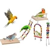 2 PCS Bird Toys, 10in Wooden Parrot Chew Toy with 12 Cork Stoppers Grinding and Boredom Relief Rotating — collection imagery