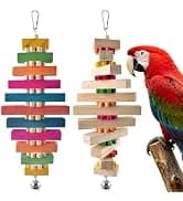 2 PCS Bird Toys, 10in Wooden Parrot Chew Toy with 12 Cork Stoppers Grinding and Boredom Relief Rotating — collection imagery