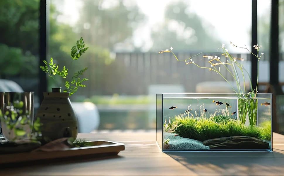 2 Gallon Glass Fish Tank — Easy to Maintain Small Aquarium for Betta/Snails/Shrimp and Aquatic Planting. — product details