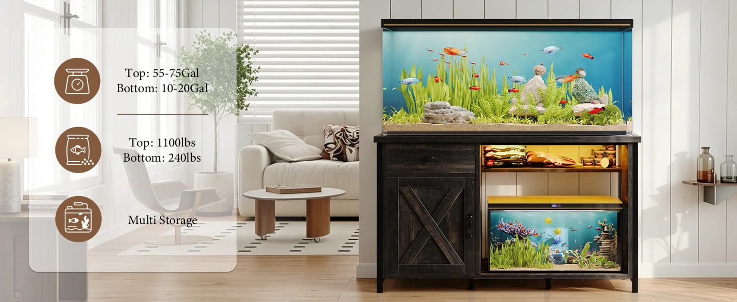 55-75 Gallon Fish Tank Stand with Power Outlets — product details