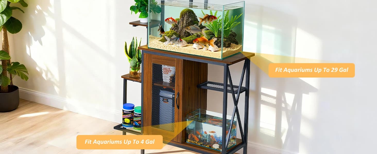 20-29 Gallon Fish Tank Stand with Plant Shelf — Fit Aquariums Up To — 29 Gal