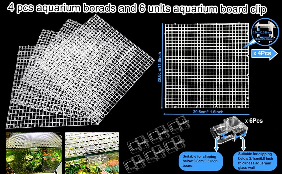 4 Aquarium lid Hood Fish Tank top Cover Terrarium lid Plastic Grid Panel Egg Crate Grate — 6 Aquarium Glass — product details